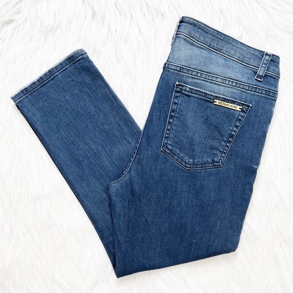 Michael Kors Denim - Michael Kors Distressed Mid Rise Relaxed Fit Cropped Straight Leg Jeans